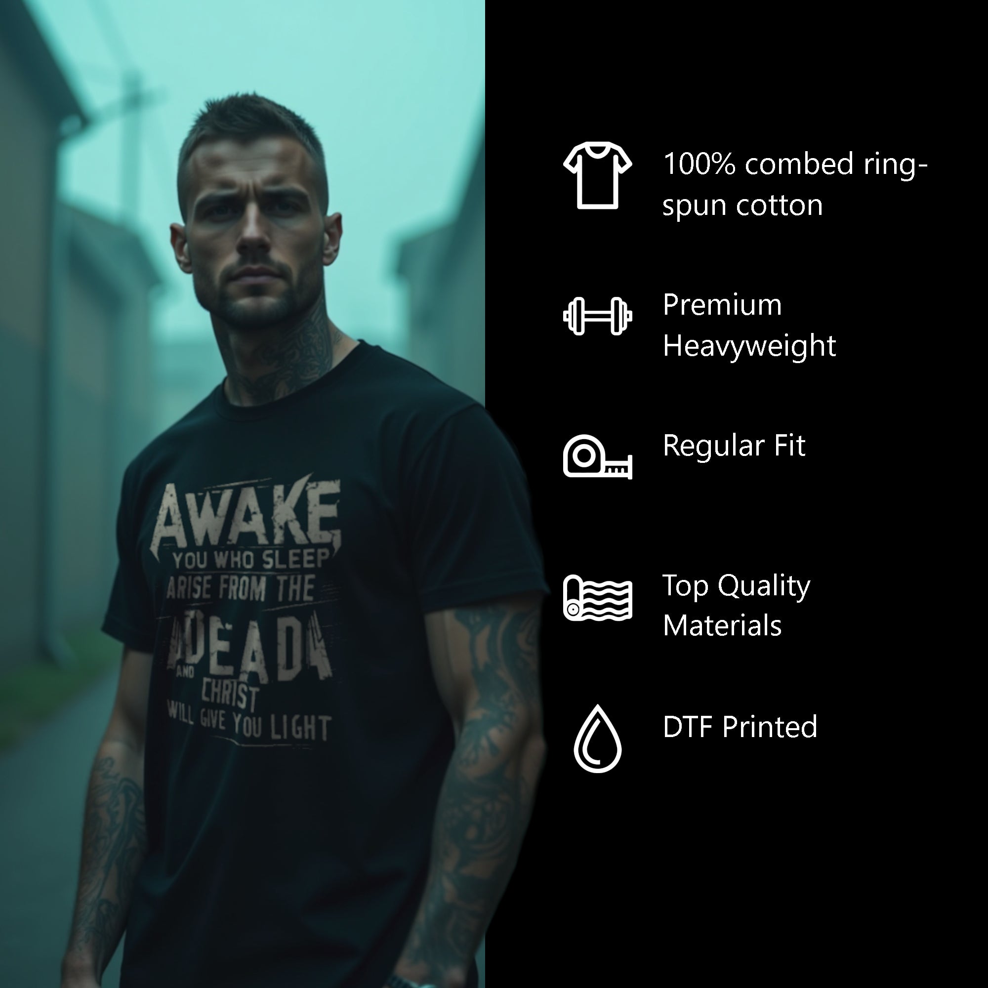 Awake You Who Sleep Men’s Heavyweight Christian T-Shirt | Undead Clothing Co.