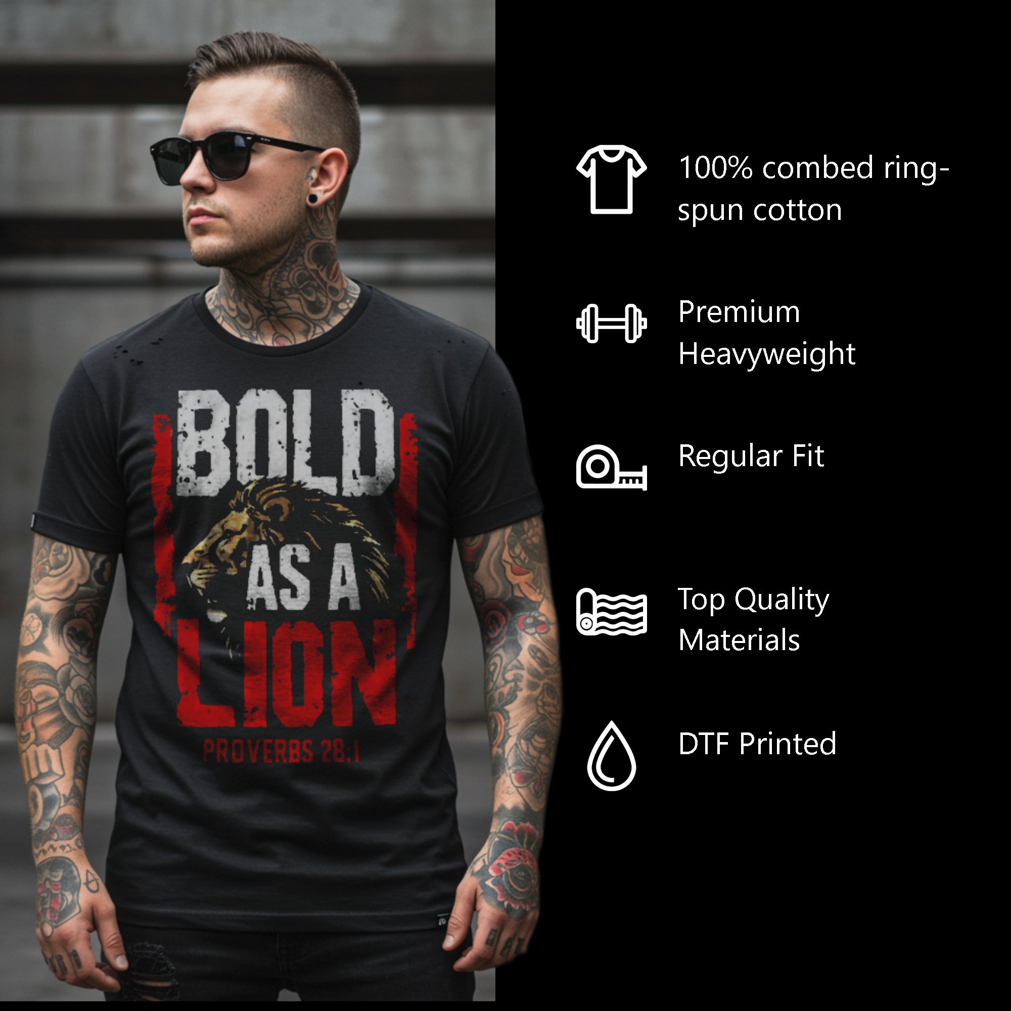 Bold as a Lion Men’s Heavyweight Christian T-Shirt | Undead Clothing Co.