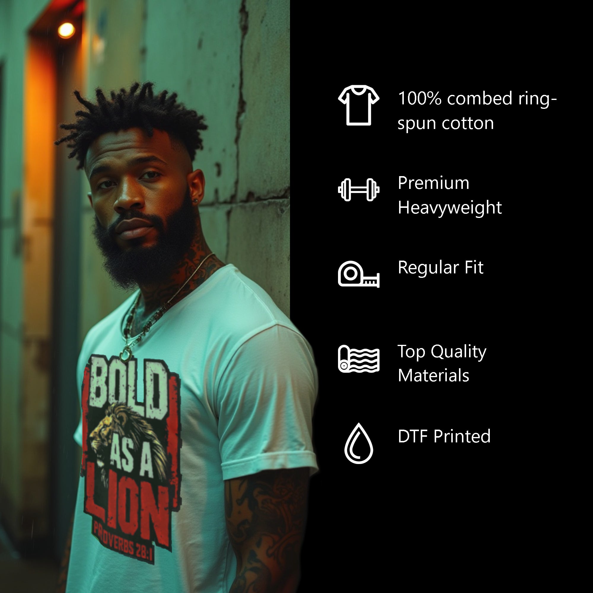 Bold as a Lion Men’s Heavyweight Christian T-Shirt Inverted | Undead Clothing Co.
