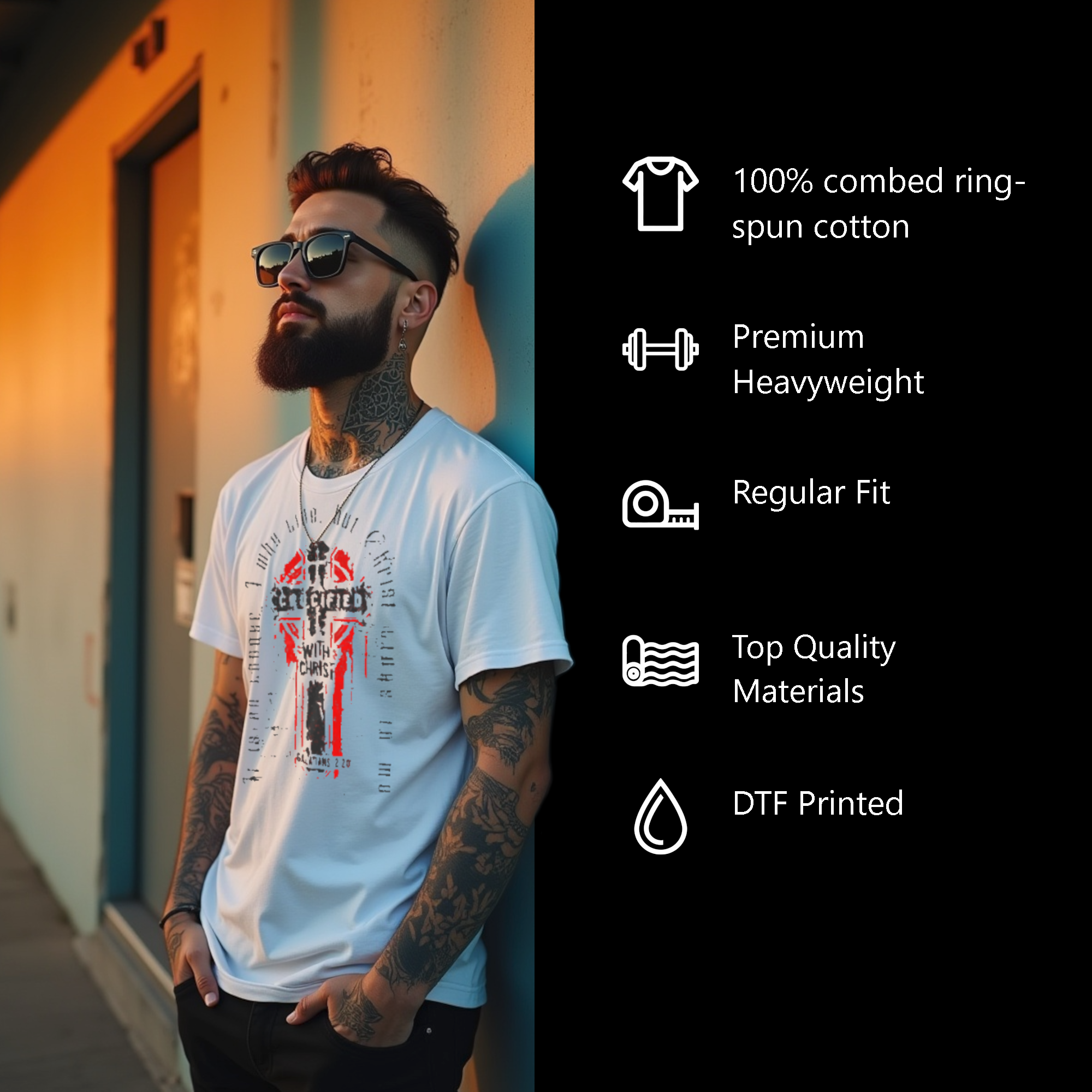 Crucified with Christ Men’s Heavyweight Christian T-Shirt Inverted | Undead Clothing Co.