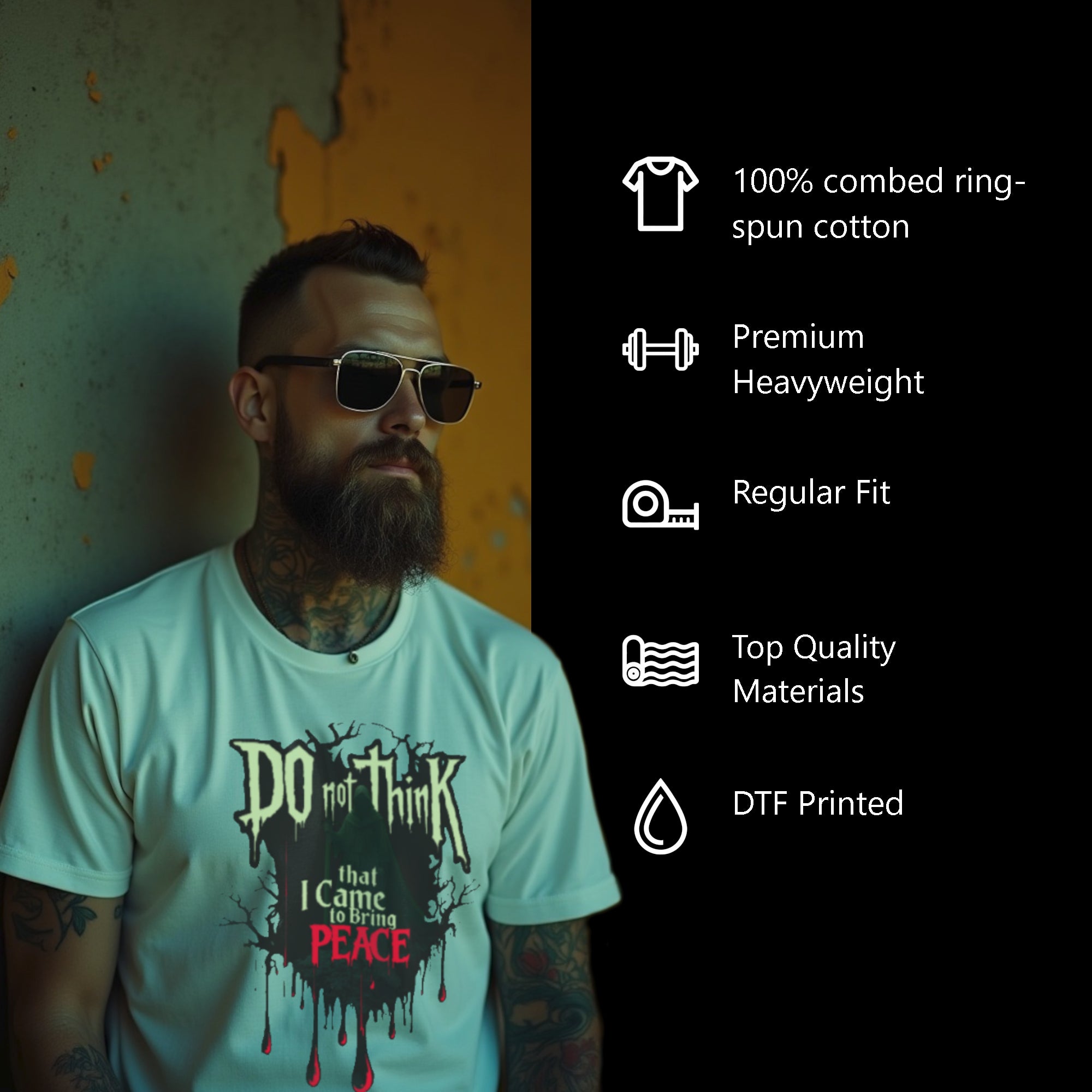 Do Not Think That I Came to Bring Peace Men’s Heavyweight Christian T-Shirt Inverted | Undead Clothing Co.