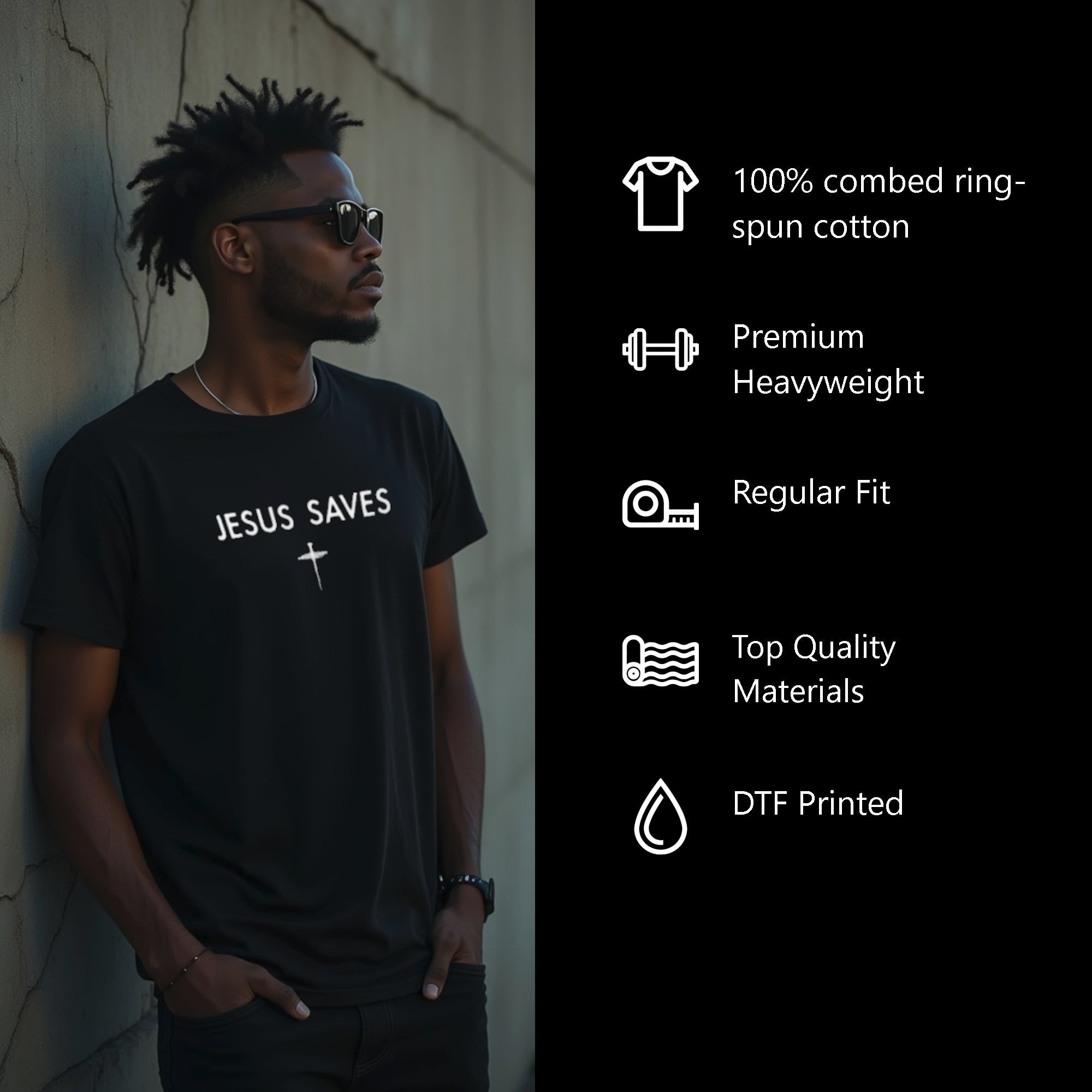Jesus Saves Men’s Heavyweight Christian T-Shirt | Undead Clothing Co.