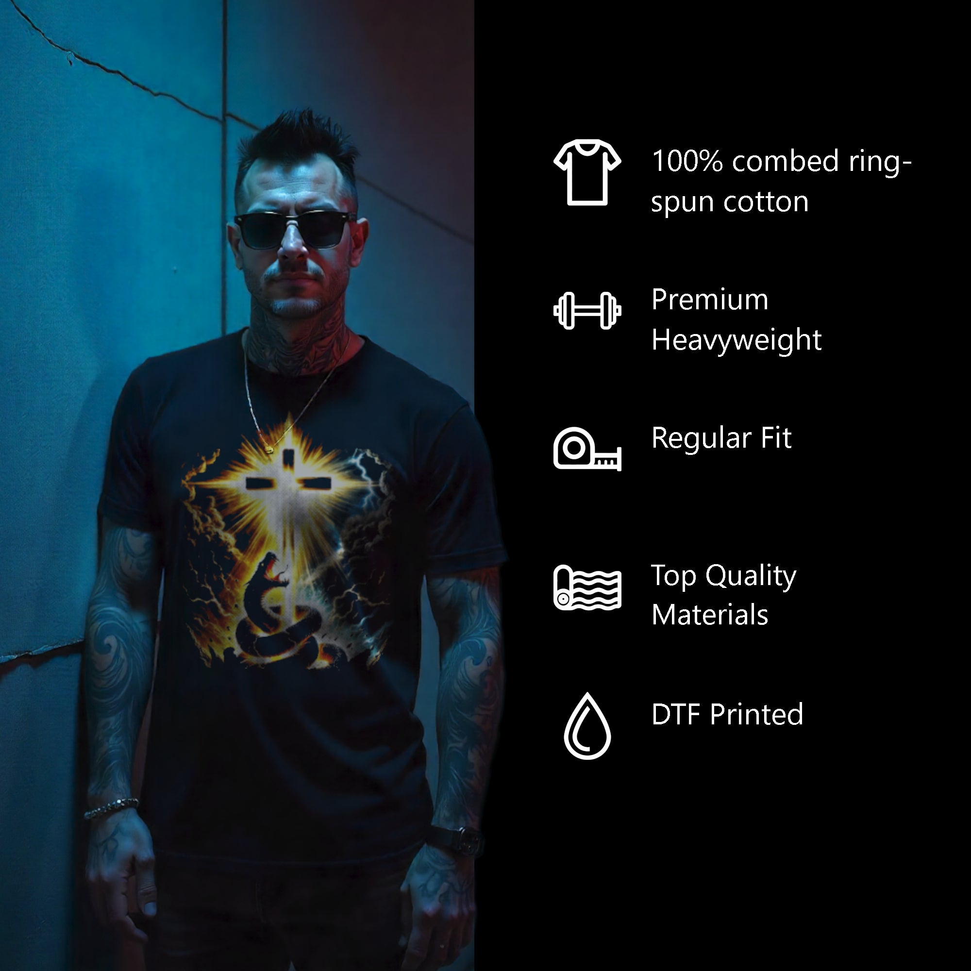 Crushed Serpent Men’s Heavyweight Christian T-Shirt | Undead Clothing Co.